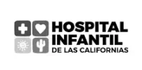Logo of Hospital Infantil de las Californias featuring icons of a cross, heart, sun, and cactus.